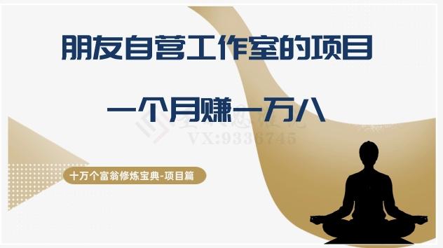 十万个富翁修炼宝典之16.朋友自营工作室的项目，一个月赚一万八-有道资源网