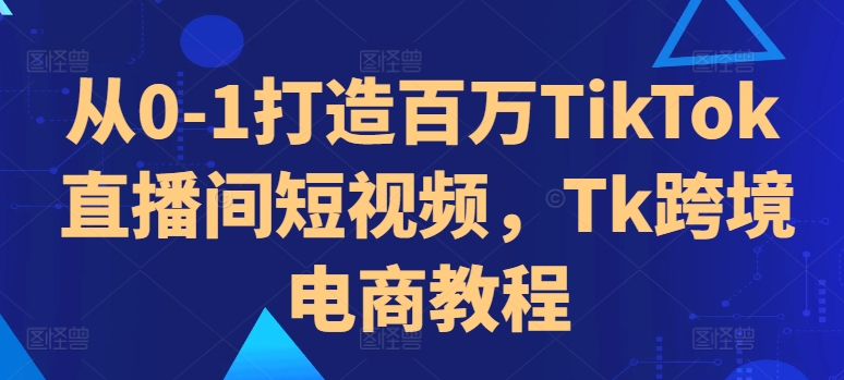 从0-1打造百万TikTok直播间短视频，Tk跨境电商教程-有道资源网