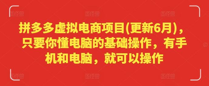 拼多多虚拟电商项目(更新6月)，只要你懂电脑的基础操作，有手机和电脑，就可以操作-有道资源网