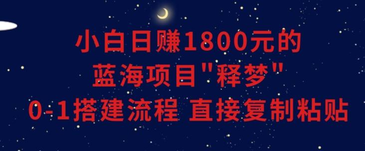 小白能日赚1800元的蓝海项目”释梦”0-1搭建流程可直接复制粘贴长期做【揭秘】-有道资源网