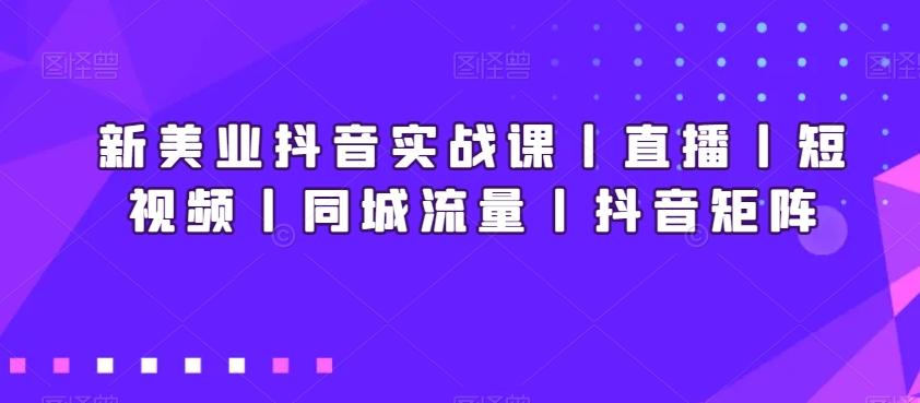 新美业抖音实战课丨直播丨短视频丨同城流量丨抖音矩阵-有道资源网