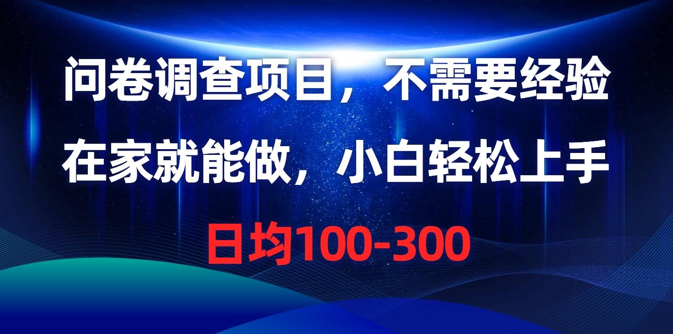 问卷调查项目，不需要经验，在家就能做，小白轻松上手，日均100-300-有道资源网