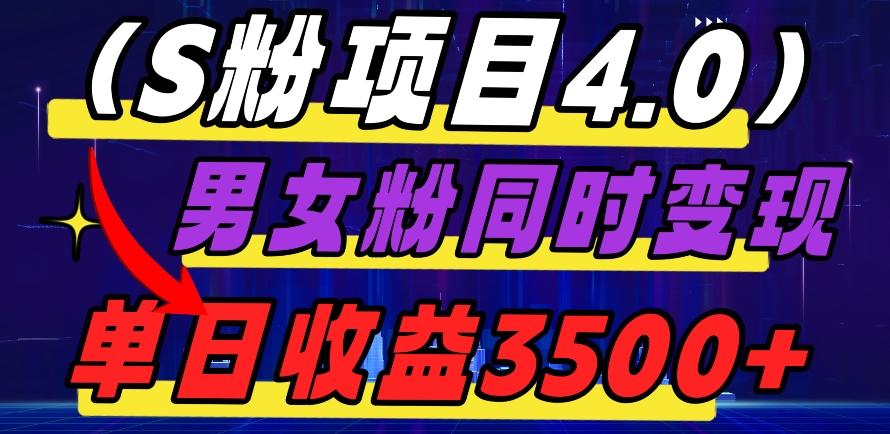 S粉项目4.0，男女粉通吃，男女粉同时变现，单日收益3500+-有道资源网