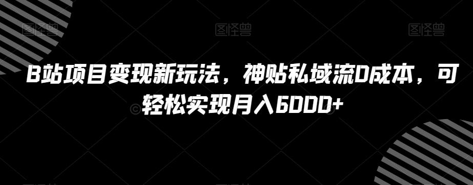 B站项目变现新玩法，神贴私域流0成本，可轻松实现月入6000+【揭秘】-有道资源网