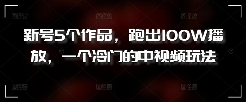 新号5个作品，跑出100W播放，一个冷门的中视频玩法【揭秘】-有道资源网