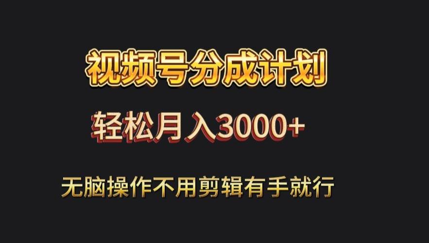 视频号流量分成，不用剪辑，有手就行，轻松月入2000+-有道资源网