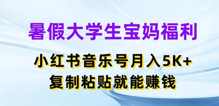 暑假大学生宝妈福利，小红书音乐号月入5000+，复制粘贴就能赚钱【揭秘】-有道资源网