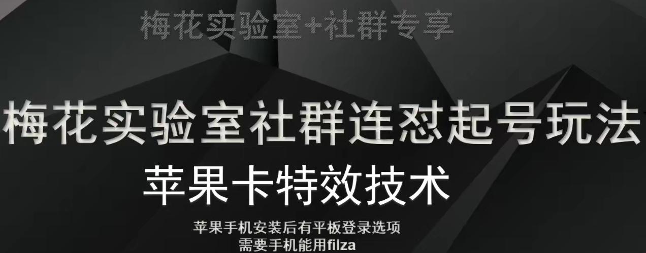 梅花实验室社群视频号连怼起号玩法，最新苹果卡特效技术-有道资源网