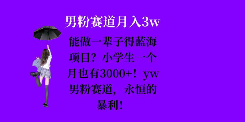 能做一辈子的蓝海项目？小学生一个月也有3000+，yw男粉赛道，永恒的暴利-有道资源网