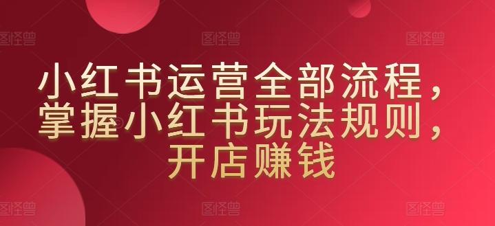 小红书运营全部流程，掌握小红书玩法规则，开店赚钱-有道资源网