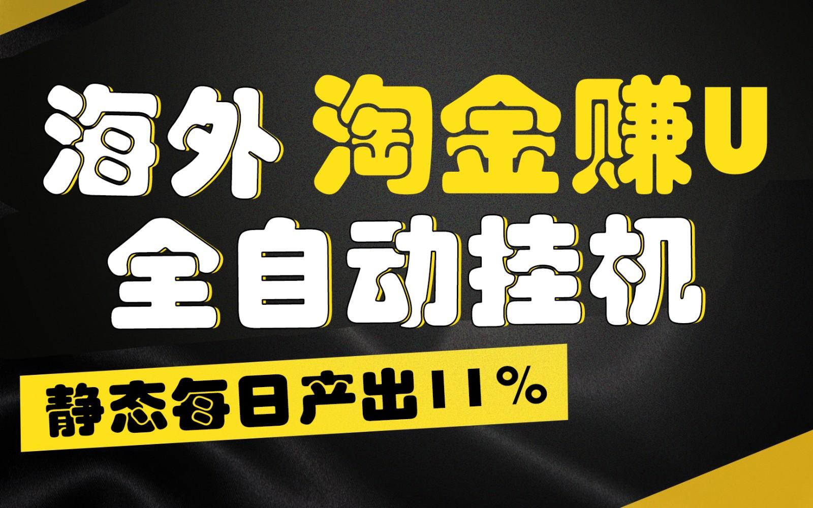 海外淘金赚U，全自动挂机，静态每日产出11%，拉新收益无上限，轻松日入1万+-有道资源网