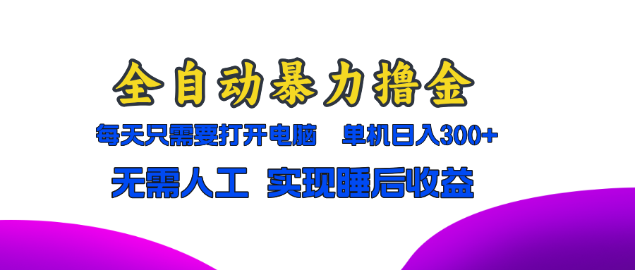 全自动暴力撸金，只需要打开电脑，单机日入300+无需人工，实现睡后收益-有道资源网