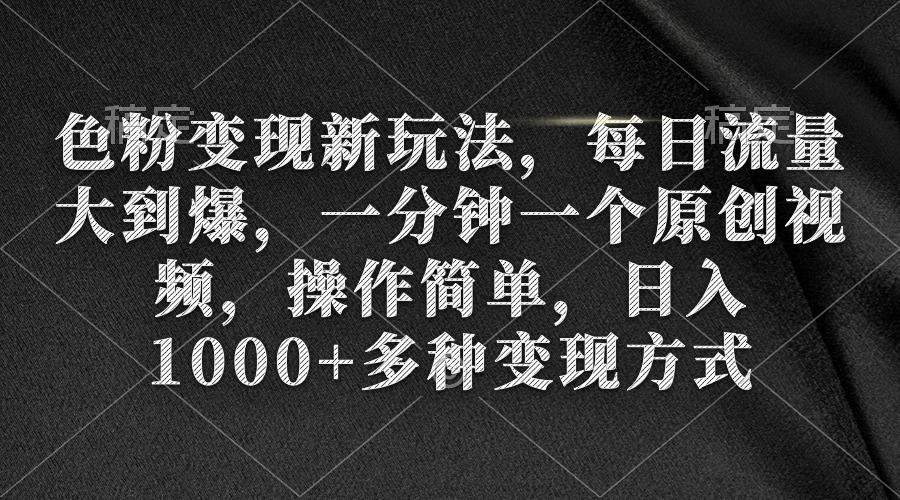 (9282期)色粉变现新玩法，每日流量大到爆，一分钟一个原创视频，操作简单，日入1…-有道资源网