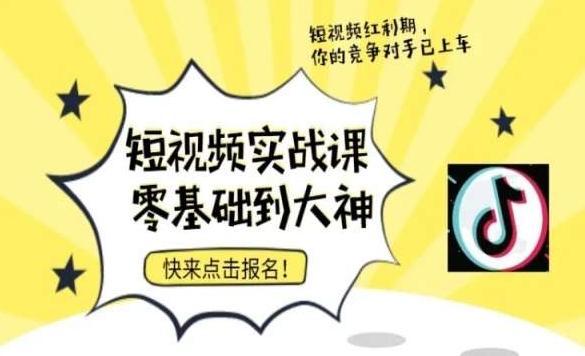 短视频零基础落地实操训练营，短视频实战课零基础到大神-有道资源网