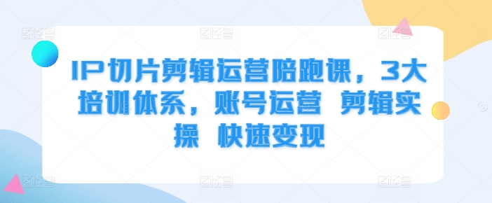 IP切片剪辑运营陪跑课，3大培训体系，账号运营 剪辑实操 快速变现-有道资源网