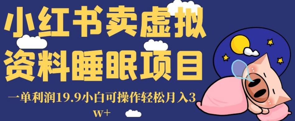 小红书卖虚拟资料睡眠项目，一单利润19.9小白可操作轻松月入3w+【揭秘】-有道资源网