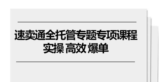 速卖通 全托管专题专项课程，实操 高效 爆单(11节课-有道资源网