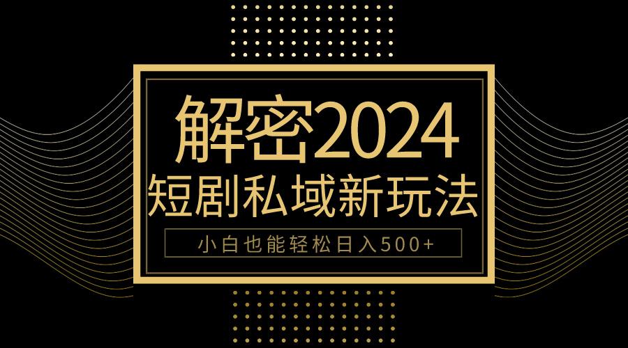 (9951期)10分钟教会你2024玩转短剧私域变现，小白也能轻松日入500+-有道资源网