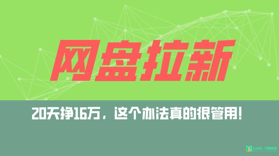 网盘拉新+私域全自动玩法，0粉起号，小白可做，当天见收益，已测单日破5000-有道资源网