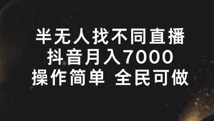 半无人找不同直播，月入7000+，操作简单 全民可做【揭秘】-有道资源网