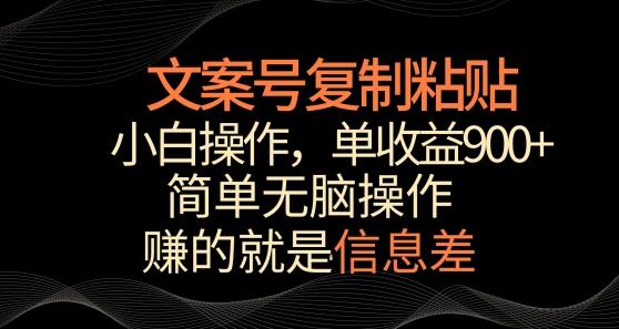 文案号掘金，简单复制粘贴，小白操作，单作品收益900+【揭秘】-有道资源网