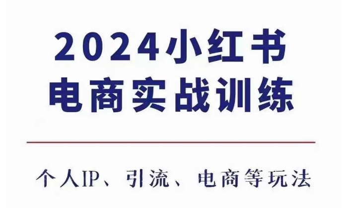 2024小红书电商3.0实战训练，包含个人IP、引流、电商等玩法-有道资源网