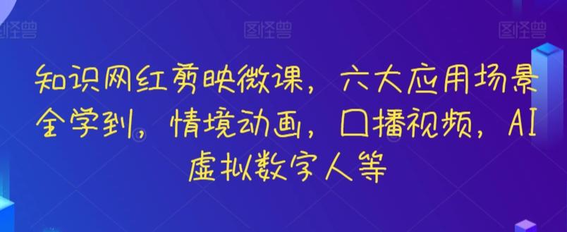 知识网红剪映微课，六大应用场景全学到，情境动画，囗播视频，AI虚拟数字人等-有道资源网