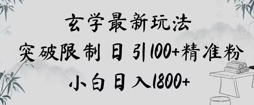 玄学新玩法，突破限制，日引100+精准粉，小白日入1800+【揭秘】-有道资源网