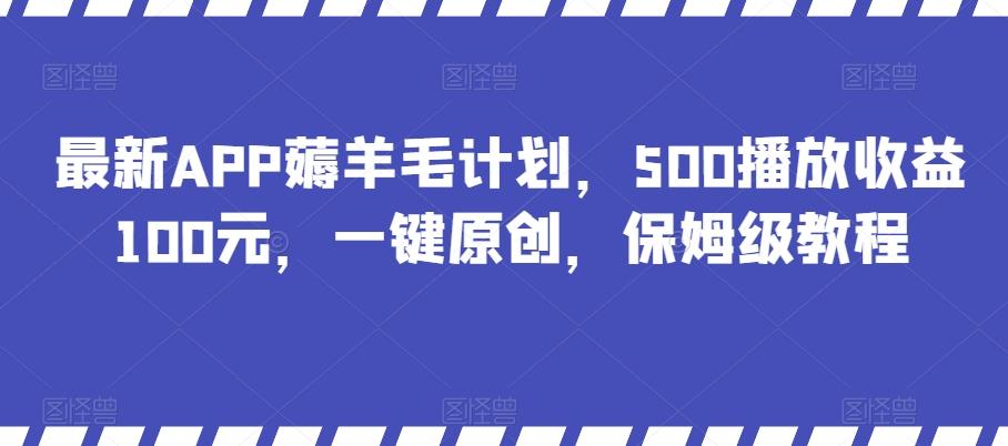 最新APP薅羊毛计划，500播放收益100元，一键原创，保姆级教程-有道资源网