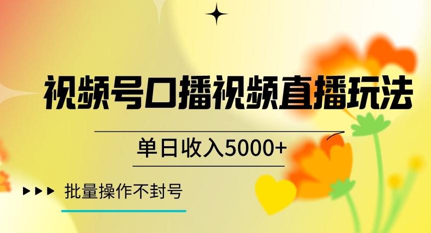 视频号囗播视频直播玩法，单日收入5000+，批量操作不封号【揭秘】-有道资源网