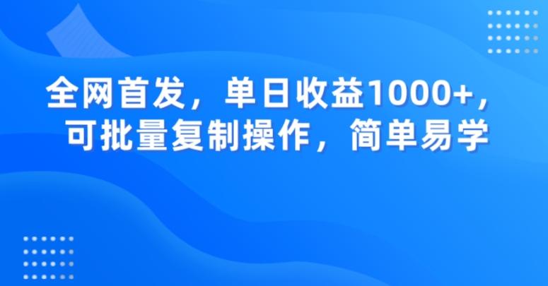 全网首发，单日收益1000+，可批量复制操作，简单易学【揭秘】-有道资源网