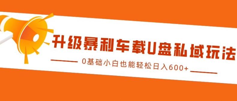 升级暴利车载U盘私域玩法，0基础小白也能轻松日入多张【揭秘】-有道资源网