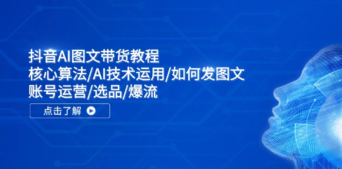 抖音AI图文带货教程：核心算法/AI技术运用/如何发图文/账号运营/选品/爆流-有道资源网