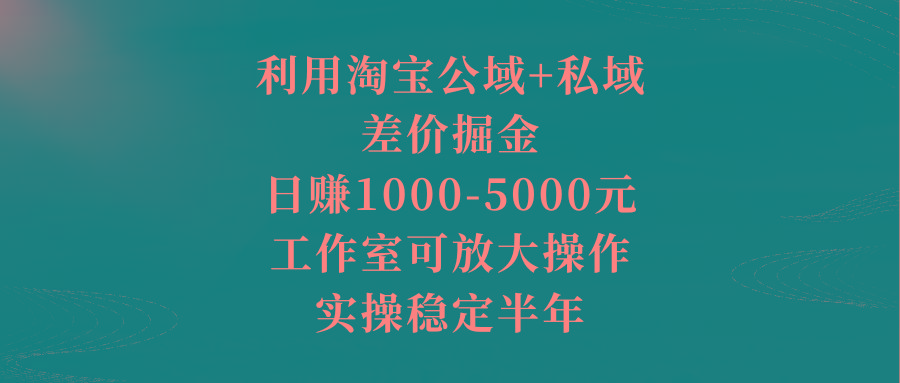 利用淘宝公域+私域差价掘金，日赚1000-5000元，工作室可放大操作，实操…-有道资源网