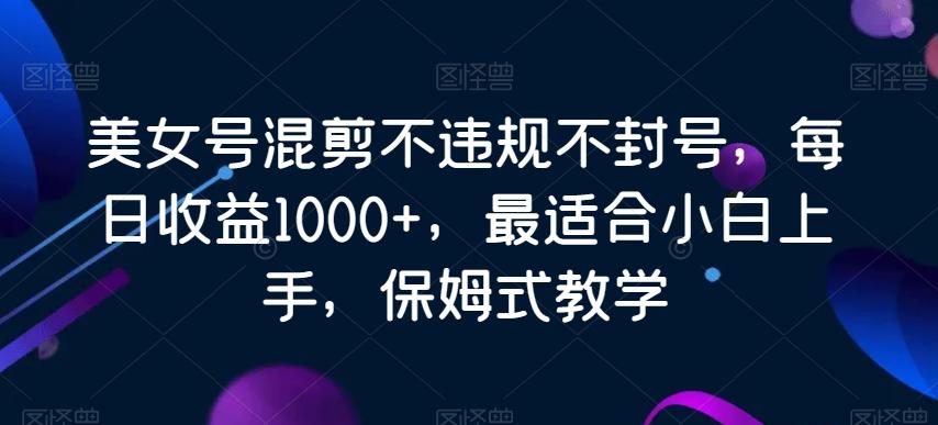 美女号混剪不违规不封号，每日收益1000+，最适合小白上手，保姆式教学-有道资源网