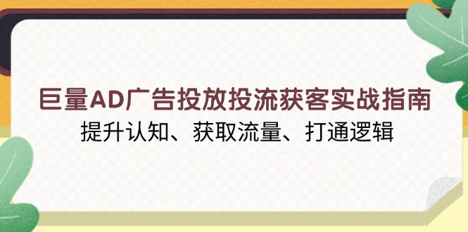 巨量AD广告投放投流获客实战指南，提升认知、获取流量、打通逻辑-有道资源网