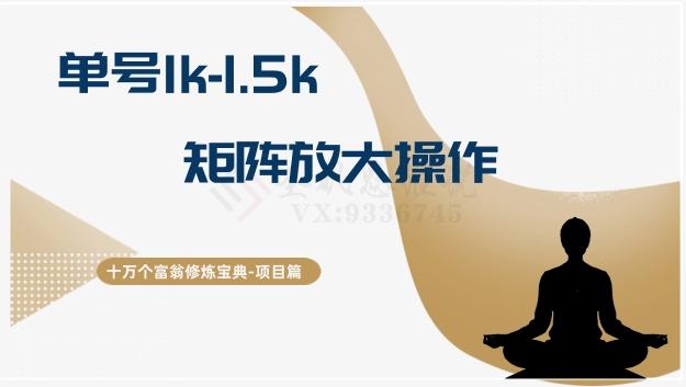 十万个富翁修炼宝典15.单号1k-1.5k，矩阵放大操作-有道资源网