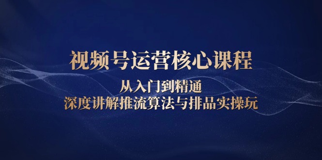 视频号运营核心课程，从入门到精通，深度讲解推流算法与排品实操玩-有道资源网