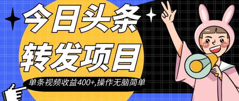 今日头条转发项目，单条视频收益400+,操作无脑简单【揭秘】-有道资源网