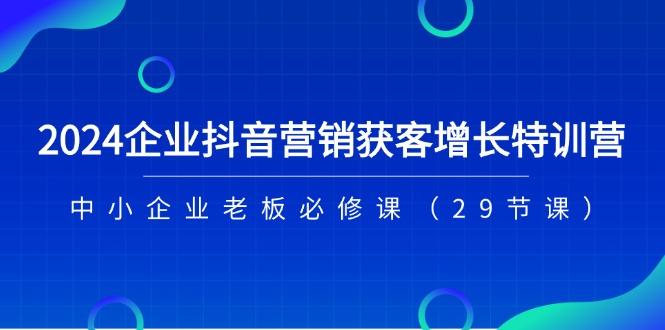 2024企业抖音-营销获客增长特训营，中小企业老板必修课(29节课-有道资源网