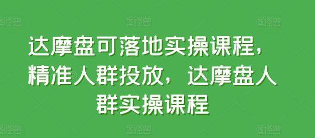 达摩盘可落地实操课程，精准人群投放，达摩盘人群实操课程-有道资源网