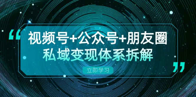 视频号+公众号+朋友圈私域变现体系拆解，全体平台流量枯竭下的应对策略-有道资源网