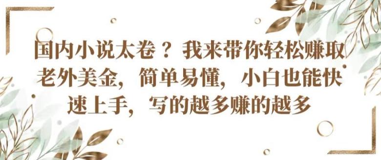 国内小说太卷 ?带你轻松赚取老外美金，简单易懂，小白也能快速上手，写的越多赚的越多【揭秘】-有道资源网