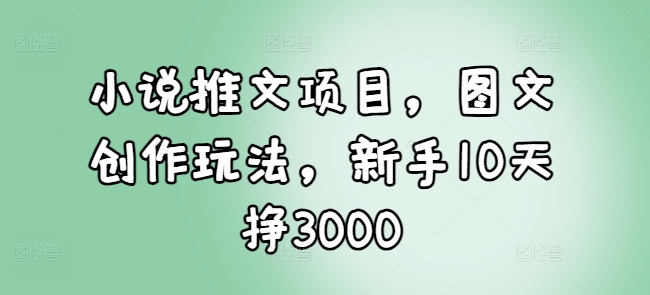 小说推文项目，图文创作玩法，新手10天挣3000-有道资源网