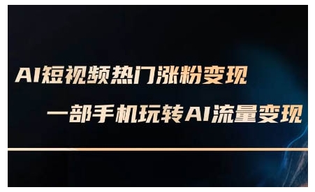 AI短视频热门涨粉变现课，AI数字人制作短视频超级变现实操课，一部手机玩转短视频变现-有道资源网