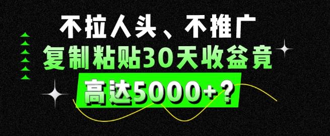 不拉人头、不推广，复制粘贴30天收益竟高达5000+？-有道资源网