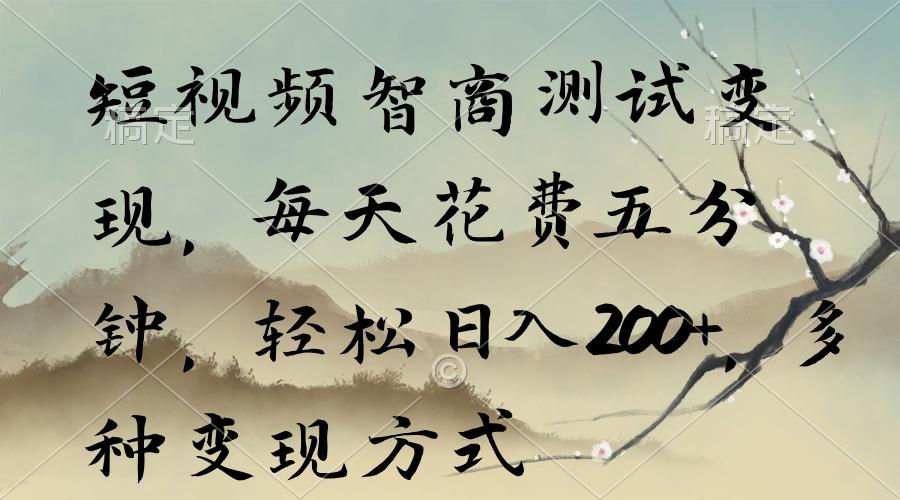 短视频智商测试变现，每天花费五分钟，轻松日入200+，多种变现方式-有道资源网