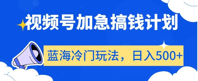 视频号加急搞钱计划，蓝海冷门玩法，日入500+【揭秘】-有道资源网