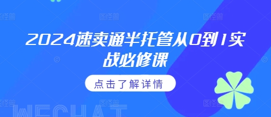 2024速卖通半托管从0到1实战必修课，掌握通投广告打法、熟悉速卖通半托管的政策细节-有道资源网