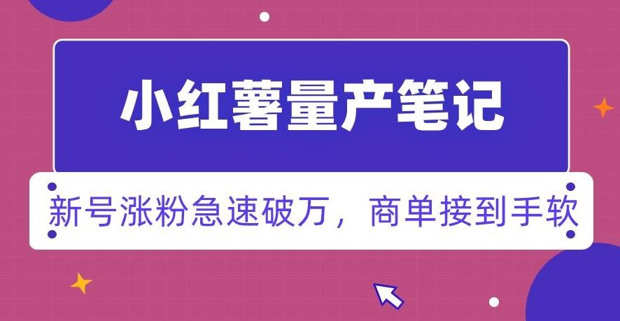 小红书量产笔记，一分种一条笔记，新号涨粉急速破万，新黑马赛道，商单接到手软【揭秘】-有道资源网